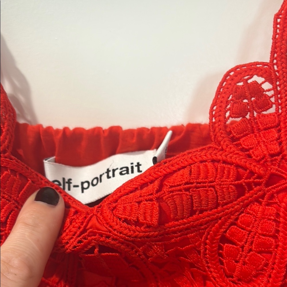 Self-Portrait Red Ruched Mini Sundress - Picture 6 of 6